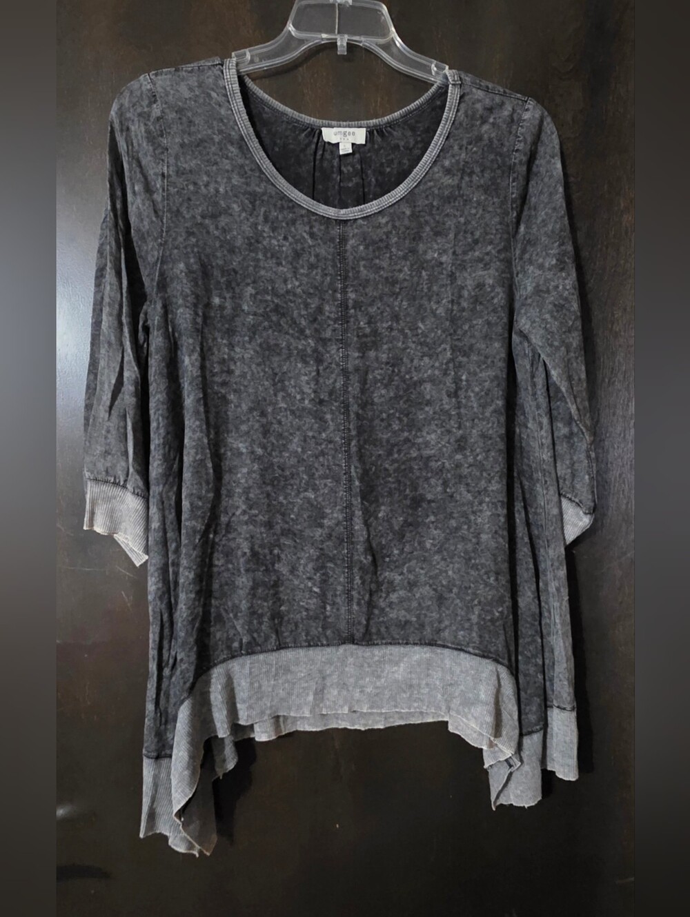 Umgee Washed Charcoal Gray Layered Tunic